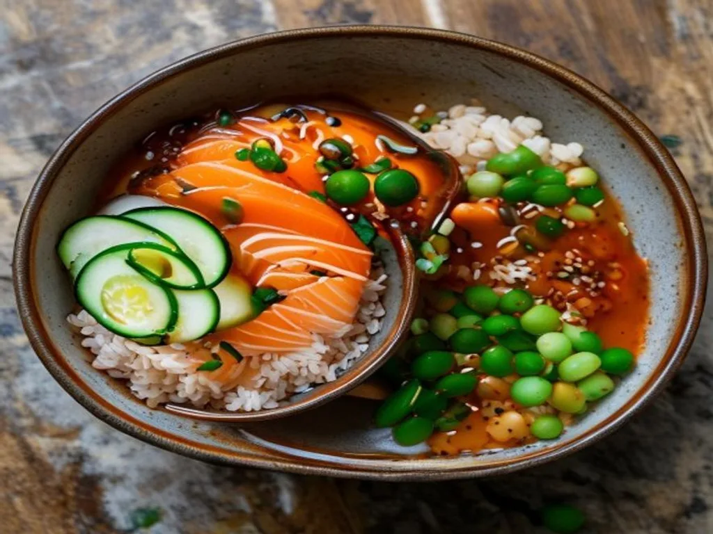 Brown Rice, Salmon & Cucumber Bowl