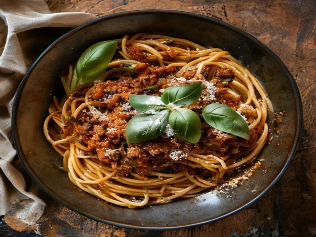 Lentil Bolognese over Whole-Wheat Pasta